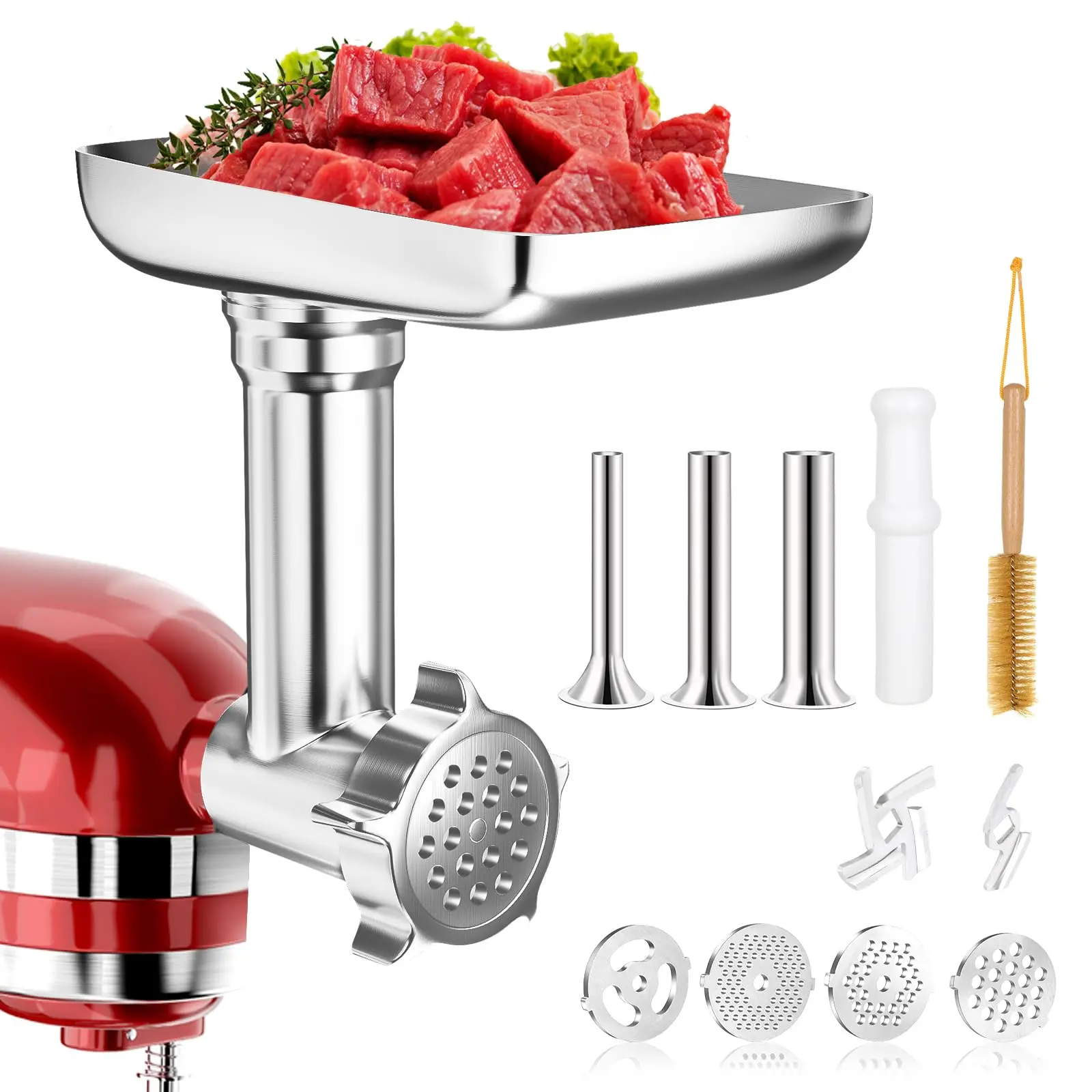 Stainless Steel Food Attachments For Stand Mixers And Cuisinart Sm-50. Meat Grinders  Sausage Stuffer Processor. Durable Kitchen Aid Mixer