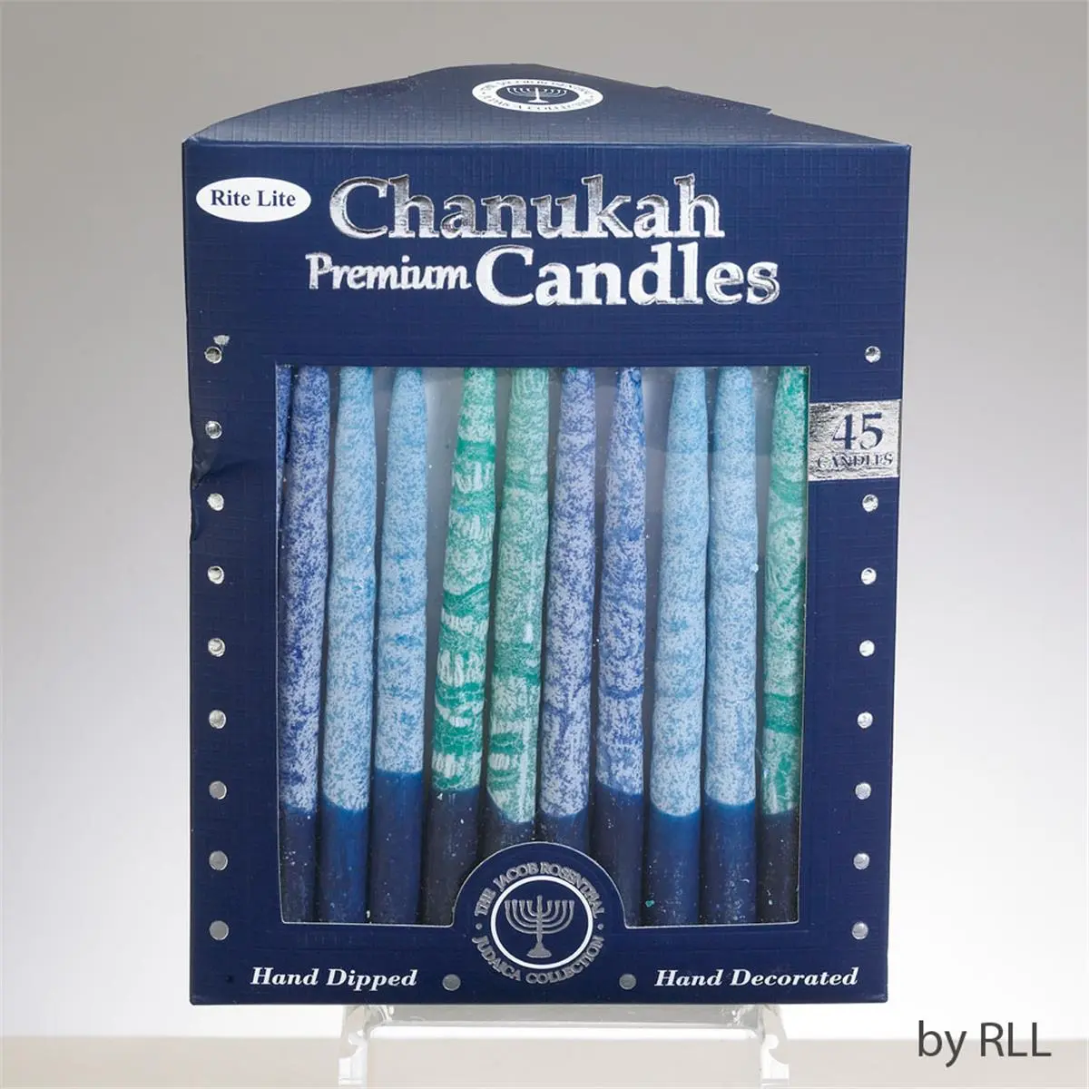 Rite Lite C-37-BWN2 Handcrafted Frost Premium Decorative Chanukah Candles - Shades of Blue, Pack of 12, Decorative Candles