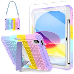 Colorful Kids Girls Case for iPad 10th Generation 10.9 Inch, iPad 9th 8th 7th 10.2 Inch, iPad 6th 5th Gen 9.7 Inch, Galaxy Tab A7 Lite 8.7" 2021 with Glass Screen Protector and Pen Holder