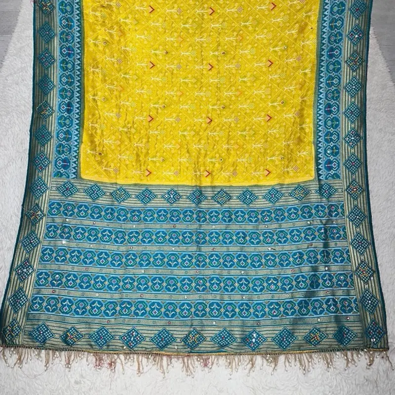 Beautiful silk Saree with handwork and tassel
