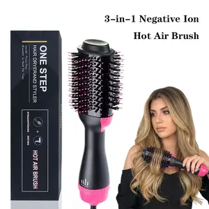 Women's 3-in-1 Negative Ion Hot Air Brush - Wet & Dry Hair Styling Tool with Auto Curler, Straightener, 3 Temperature Settings, Fast Heating for Salon-Style Volumizing Blowouts