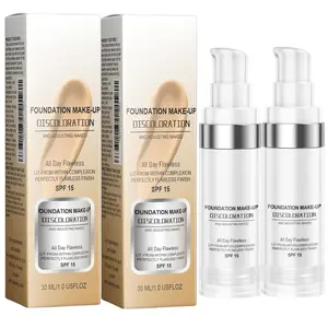 2 Pack Colour Changing Foundation, Flawless Color Changing Foundation Makeup Base Moisturizing Liquid Foundation for Women, Concealer Cover, Girls SPF15, Sunscreen, Non-Greasy,Long Lasting