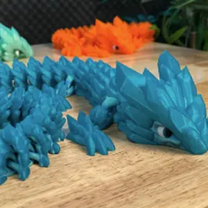 3D Printed Articulated Elder Crystal Dragon | Flexi Dragon Fidget Toy | Crystal Fantasy Dragon | Collectible Desk Pet