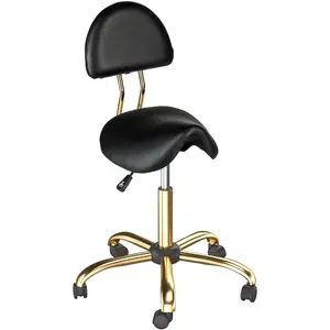 Saddle Stool with Removable Backrest, Saddle Stool with Wheels 360°, Saddle Stool Height Adjustable 48-63 cm, Roller Stool Ergonomic 180 kg Load Capacity for Salon/Office/Bar, PU Leather
