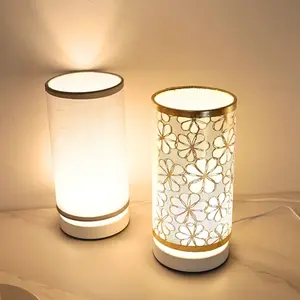 Modern Cylinder Fabric LED Desk Lamp with Switch Button, Warm Light USB Powered, Ideal for Bedroom Office Living Room Home Decor Gift, Decorative Gentle Lamp, Home Decoration Lamp