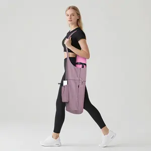 Yoga Mat Bag with Protective Layer Water Bottle Pocket Big Wet Pocket Yoga Strap Large Capacity Stylish Functional Fitness Mat for Women Men