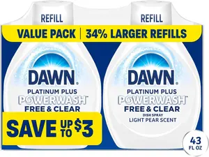 2 Refills, 43 Fl Oz Powerwash Spray Refill Dish Soap Dishwashing Liquid, Free & Clear