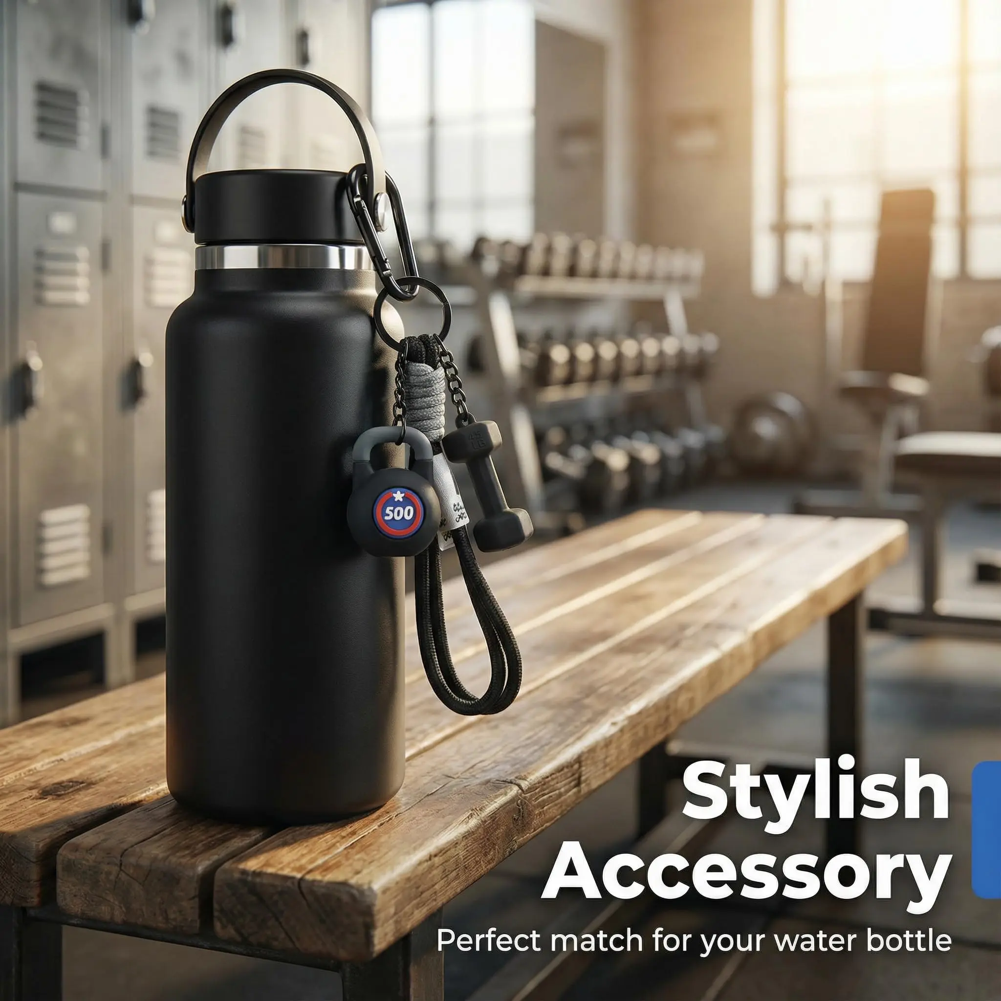 Unisex Alloy-Silicone Detachable Barbell Dumbbell Keychain Set - Military Paracord Lanyard, Gift Bag Included, Keychains for Women, Gym Couple Workout Buddy Gift for Weightlifters, Charms, Military Cord, Plain, Silicone+Alloy