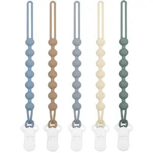 5-Pack Silicone Pacifier Clip, One-Piece Silicone Pacifier Holder Clip  Boys & Baby Girl Binky Clips Rust-Free Holders Unisex Newborns Shower Birthday Gifts (Blue)