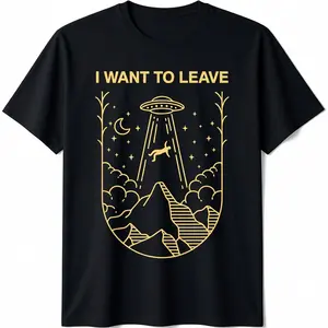 vintage Funny Alien UFO Extraterrestrial I Want To Leave Alien Lover T-Shirt