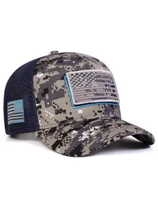 Camouflage USA Flag Baseball Cap! Unisex Adjustable  Mesh Hat with Velcro Patch