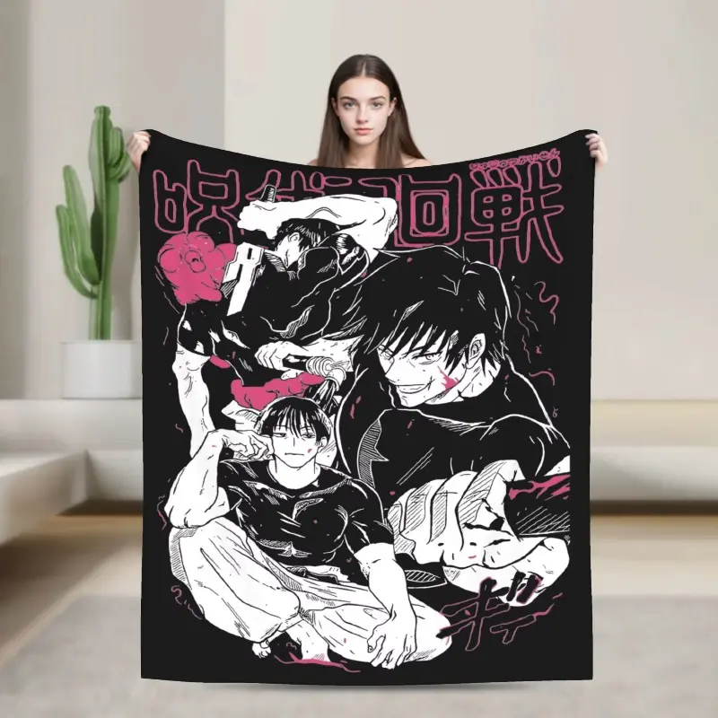 Toji Fushiguro JJK Anime Print Flannel Cozy Throw Blanket, Ultra-Soft Fluffy Winter Breathable Option for Indoor Bedding, Cozy Blanket, Throw Blankets