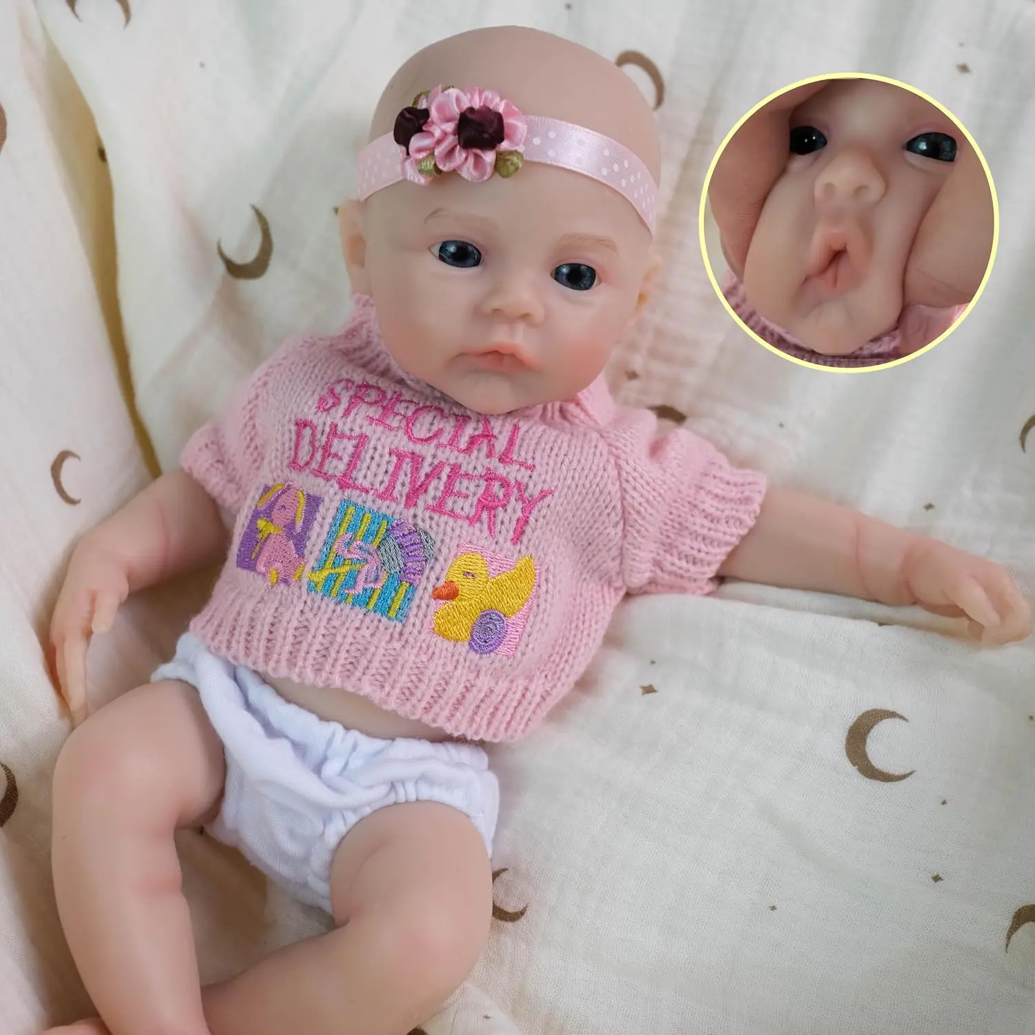 12 in Full Body Solid Silicone Newborn Baby Doll Girl - Realistic Silicone Newborn Doll with Clothes, Christmas Toy for Kids Ages 3+, Full Body Silicone Newborn