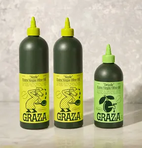 Graza “Cooks A Lot” Set | Includes 2 “Sizzle” & 1 “Drizzle” Squeeze Bottles | High-Heat Cooking & Bold Finishing Extra Virgin Olive Oil EVOO