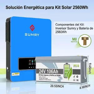 Sumry Solar Energy Kit Hybrid Inverter 3.6KW 24V 100Ah Battery 2560Wh for Efficient Power Storage