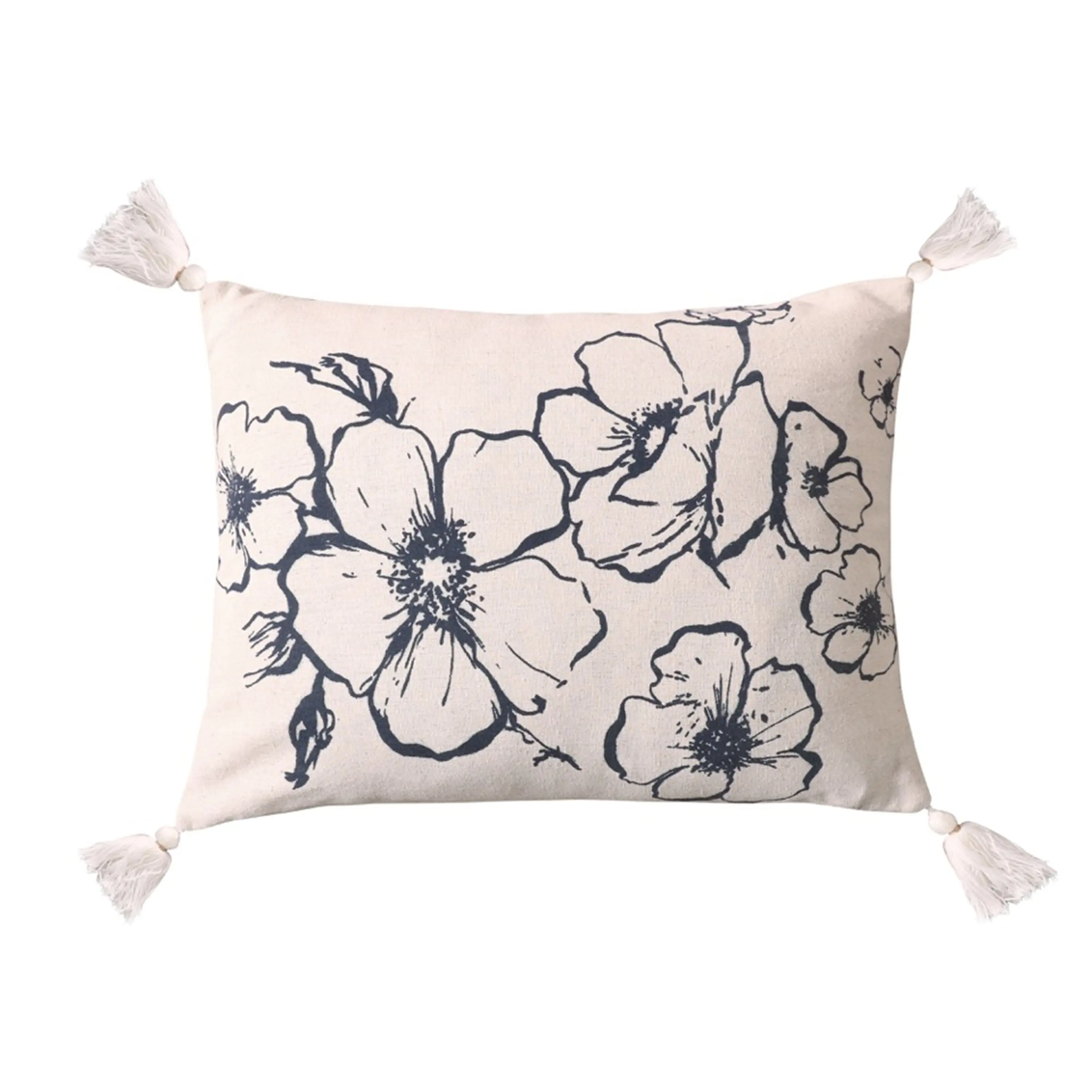 Floral Pattern Printed Bed Pillow with Compressed Duck Feather Insert, High-Quality, Machine-Washable Textile Soft Furnishing, Machine Wash