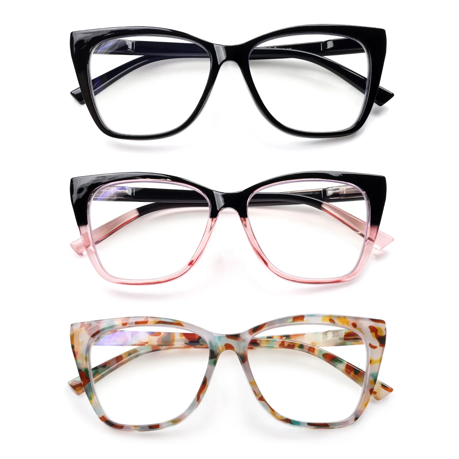 DEAAOK 3 Pack Oversized Reading Glasses Women Cat Eye Photochromic Computer Reader Stylish Ladies Designer Fashion Big Unbreakable Eyewear