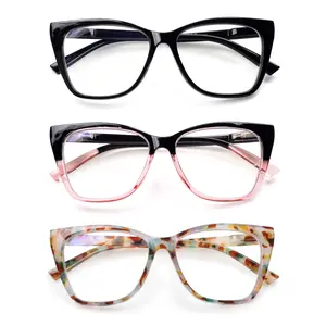 DEAAOK 3 Pack Oversized Reading Glasses Women Cat Eye Photochromic Computer Reader Stylish Ladies Designer Fashion Big Unbreakable Eyewear