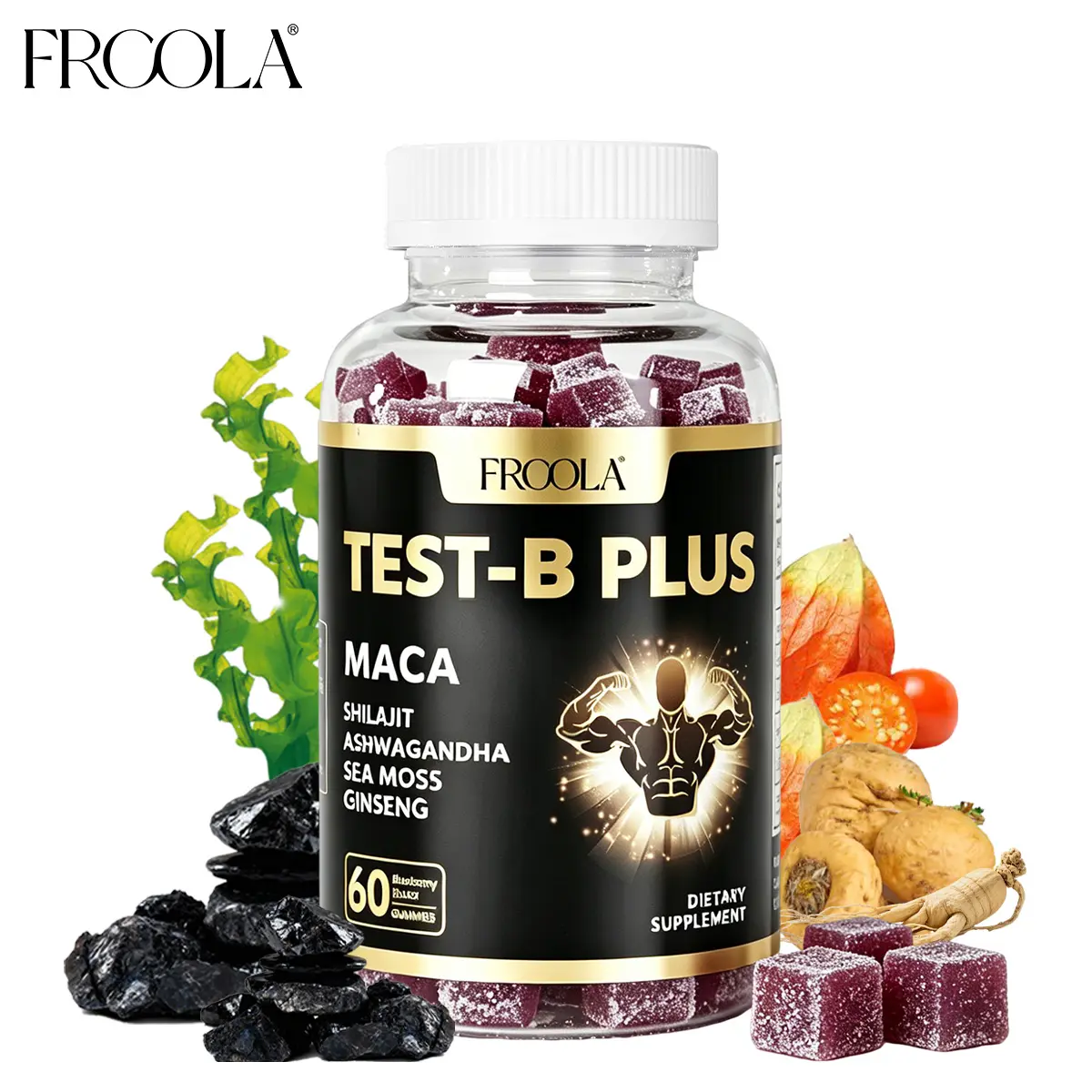 Frcola 5-in-1 TEST-B PLUS Gummies - with Maca, Ashwagandha, Ginseng, Seamoss,  Shilajit Nutritional Supplement , Supports Energy & Balance