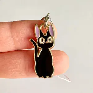 Cute Quality Anime Black Cat Metal phone Charm