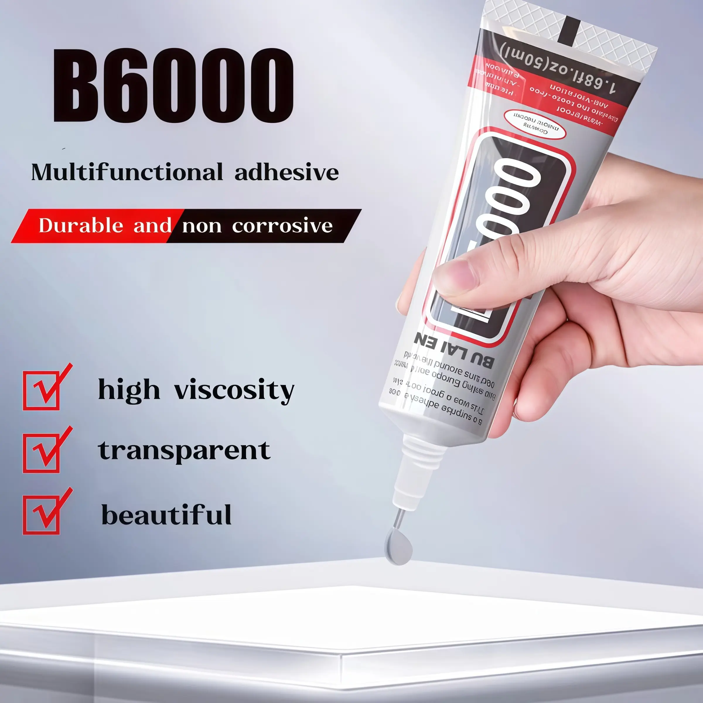 B6000 Craft Plaster Gel, Transparent Super Jewelry Glue 50ML All-Purpose Super Glue, Super Glue Clear, Suitable for Fabric, Metal, Plastic, Glass and Crystal Crafts Jewellery Repair