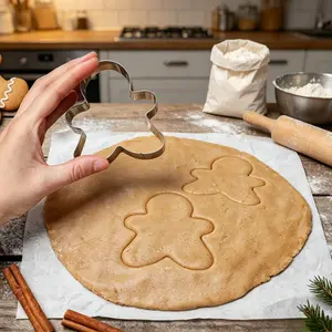 3/5-piece stainless steel biscuit cutting machine, shaped like a gingerbread man, with a festive baking style that is sharp and easy to demold. Suitable for gummies, sandwiches, and pastries, perfect for Christmas, birthday parties, and home baking