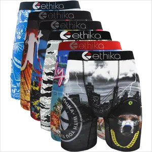 5Pcs/3Pcs Men's Printed Boxer Briefs - 90% polyester, 10% spandex, Breathable Moisture-Wicking, Soft Comfort, Anti-Chafing, Plus Size S-XXXL for Daily Wear
