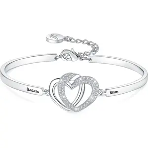 Mother's Day 'Badass Mom' Gifts, Engraved 'Always My Mother/Godmother Forever My Friend' Bangle Bracelet, 'Mother Son Forever Love' Women , Christmas Birthday Presents from Daughter