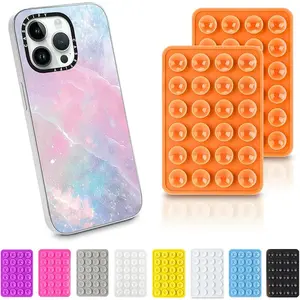 2PCS Silicone Suction Phone Case Mount,Non Slip Suction Cup Phone Mount,Hands-Free Phone Accessories Holder for Selfies and Videos,Silicon Adhesive Phone Stand Sticky for Cell Phone