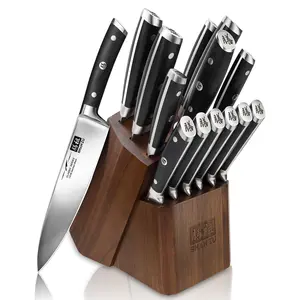 German High-Carbon Stainless Steel Knife Set (14-Pc) – Multifunctional Chef’s Collection with Elegant Wood Block, Ideal for Gifting & Home Kitchens