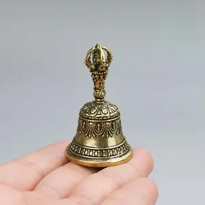 Carved Bronze Bell, Hand-Held Shaker with Clapping Handle, Soothing Sounds for Healing, Ideal for Church, Weddings, Schools & Festivals, Metal