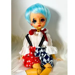 Hand-Painted Art Doll – Clown Theme Collectible (Brown Skin Edition)
