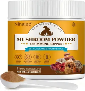 Ninsiec Mushroom Wellness Powder for Dogs & Cats - 11 Organic Mushroom Blend Including Turkey Tail - Natural Support for Pet Vitality & Immune Health - Canine Nutritional Supplement