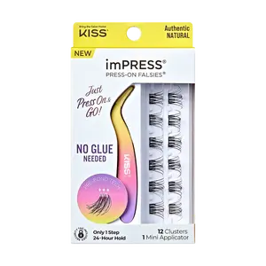 imPRESS Falsies Self Adhesive Eyelashes, 12 Lash Clusters + Applicator - Authentic