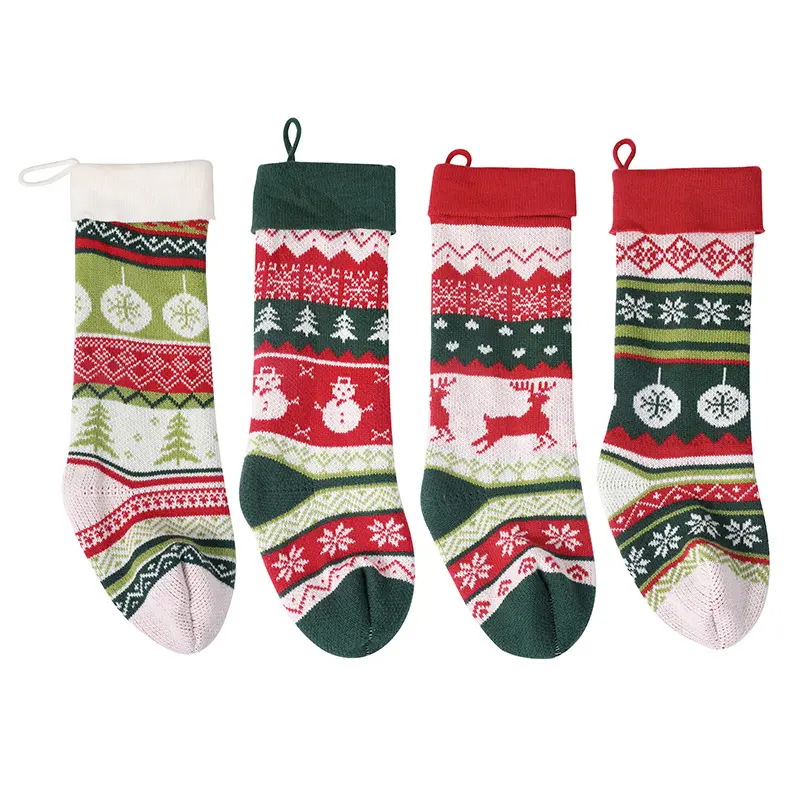 Christmas Stockings,Heavy Knit Snowflake And Chrismas Tree Stocking - 3 Assorted,Christmas Stocking-Stockings Christmas