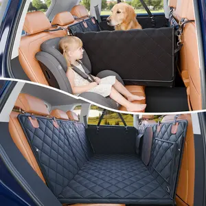 Convertible  Seat Extender for Dogs, Foldable 400lbs Hard Bottom   Seat Cover for  Seat,   Hammock Bed Backseat Cover for Dogs in  SUV  Pet Seat Cover Black L