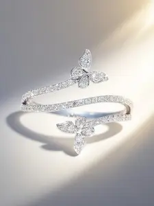 1PC Delicate Romantic Personality Butterfly Zircon Unique Rings for Women Premium Fashion Jewelry Trendy All-match Exquisite Wedding Engagement Ring for Ladies Festival Party Daily Decor Anniversary Party Birthday Valentine's Day Dating Christmas Gift