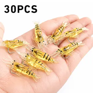 30pcs Realistic Shrimp Soft Lure for Freshwater & Saltwater Fishing 1.5in Soft Bait