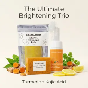 3 in 1 : Turmeric Cleansing Wash Set | Purchase Foam Cleanser 3.53 oz, Get Exfoliating Tablet 20 pcs + Soap Bar 3.53 oz(3-in-1 Facial turmeric Skincare ） Exfoliate Gentle Pore Radiant Daily Evening
