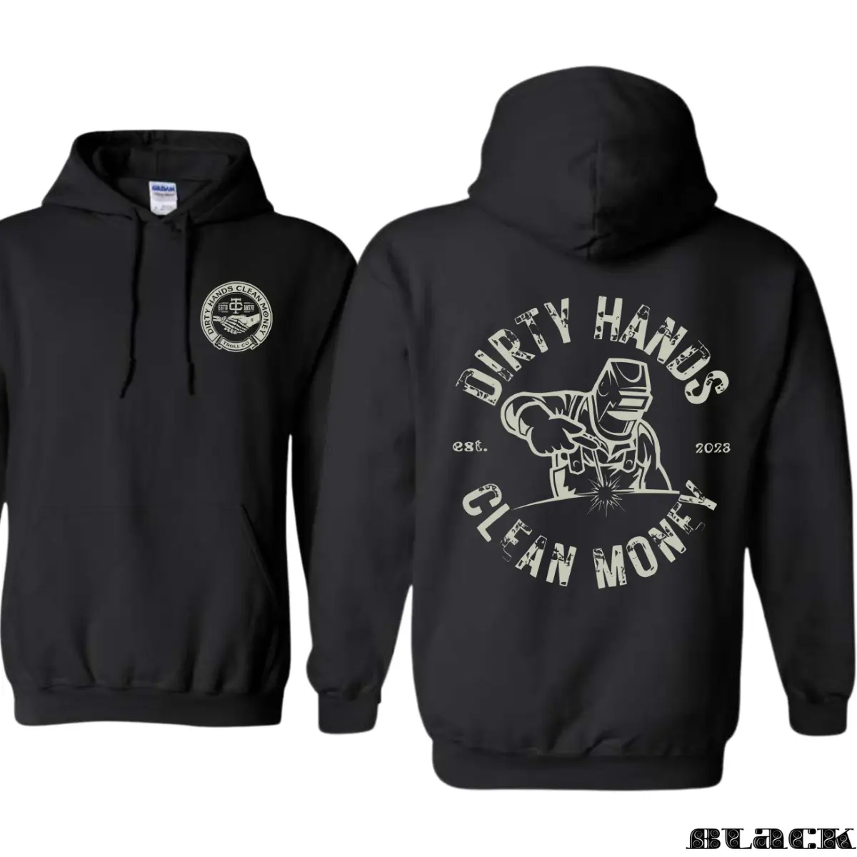 Dirty Hands Clean Money Hoodie - Welder Graphic Pullover Sweatshirt, Welding Trade Workwear Gift for Welders and Metalworkers Menswear Tops