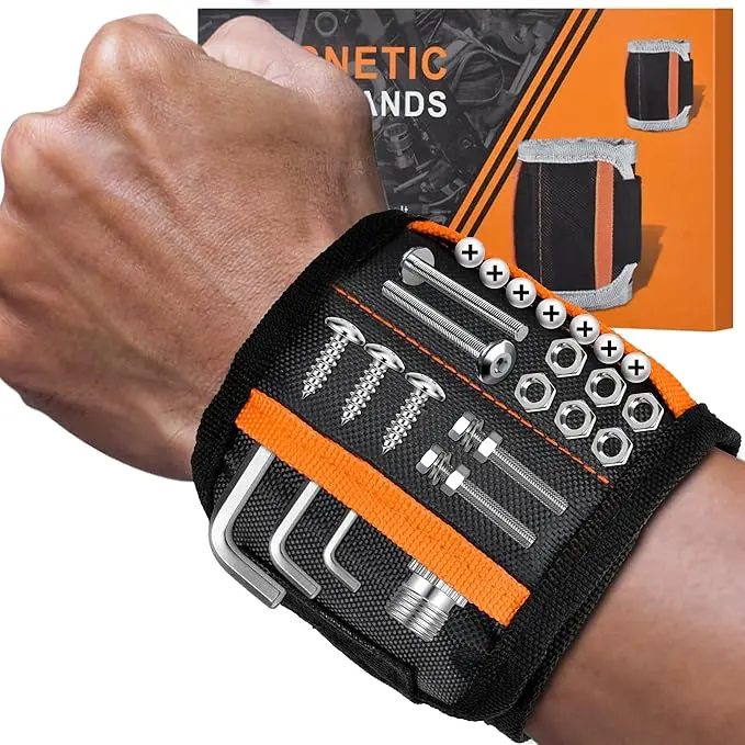 Breathable Magnetic Tool Wristband - Premium Nylon, Powerful Magnets for Holding Screws, Nails - Ideal for DIY Home Projects, Gift for Handymen, Husbands, Boyfriends on Birthday, Christmas, Valentine's Day, Breathable Wristbands