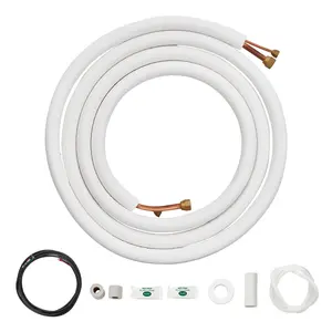 VEVOR 16FT Mini Split Line Set,  1/4" & 1/2" O.D Copper Pipes Tubing and Triple-Layer Insulation, for Air Conditioning or Heating Pump Equipment & HVAC with Rich Accessories (18ft Connection Cable)