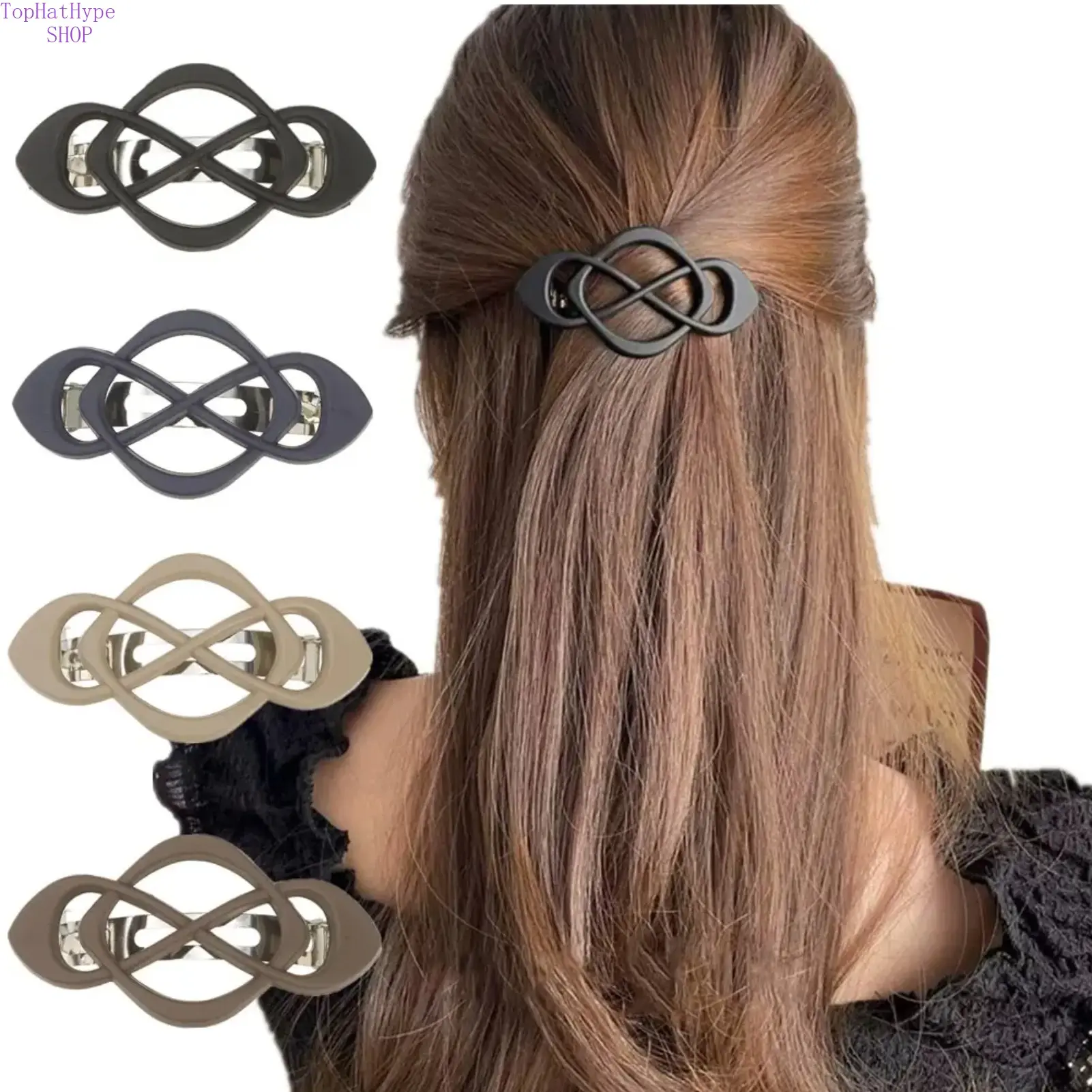 4PCS Elegant Simple 8-Shape Infinity Hair Claw Clips for Women & Girls, Matte Finish Strong Hold Styling Hair Clamps, Spring Design Non-Slip Barrettes, Minimalist Fashion Hair Accessories for Daily Hairstyling