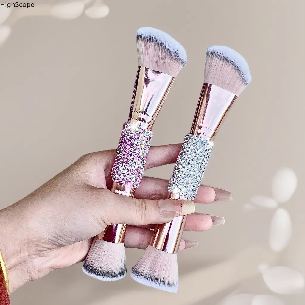 Rhinestone Dual-End Cosmetic Brush, Multifunctional Precision Makeup Blending Tool with Soft Bristles for Foundation & Powder, Makeup Blending Brush, Cosmetic Brushes