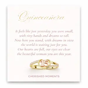 Quinceañera Heart Ring in 14k Gold-Plated Sterling Silver