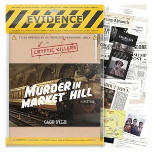 Cryptic Killers - Murder in Market Hill - Unsolved murder mystery game - Cold Case Files Investigation Detective Evidence & Crime File