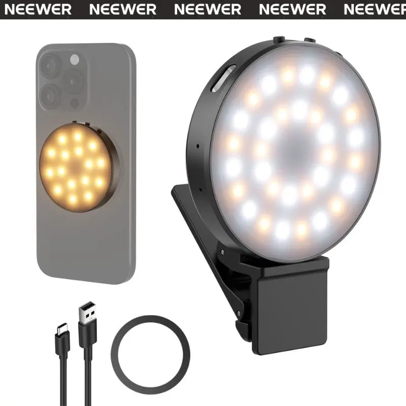 NEEWER NL32R Magnetic & Clip-On Selfie Light for iPhone & Android, 1W LED Phone Fill Light with CRI95+, 840lux, Perfect for Video Recording, Makeup, Zoom, TikTok Streaming tiktokshopbacktoschool