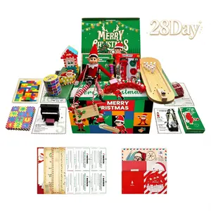 2026 New 28-Day Christmas Elf Decoration Set - Reusable Holiday Family Tradition Countdown Micro Scene Prop Set, Includes Christmas Elf, Storage Bag and Activity Cards