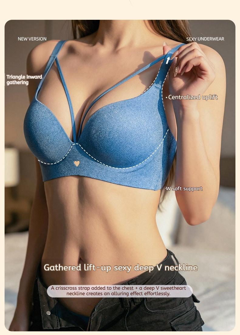 Pinstall Push Up Wireless Bra for Work & Lounge Women Full Coverage Smooth Back Add Two Cup Effect