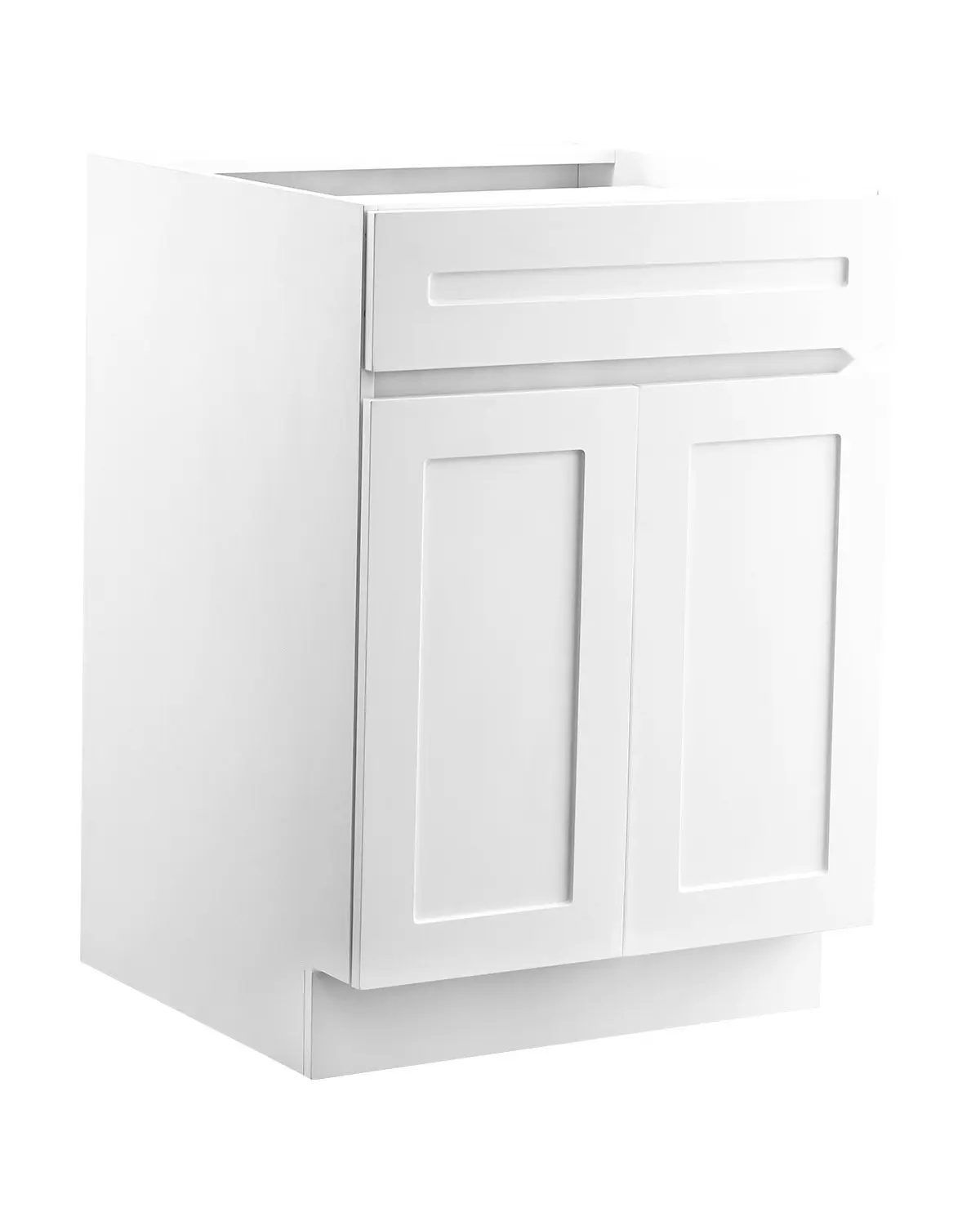 Shaker Style Base Cabinet, 24 in W x 24 in D x 34.5 in H, White Finish, Ready To Assemble With Drawer, Flat Pack Kitchen Storage Cabinet, Base Cabinet Unit For Kitchen Or Laundry Room, Durable Construction, Easy Assembly
